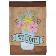 2pk -Flag Jar Of Flowers Welcome 13x18 - (Pack of 2) 2pk -Flag Jar Of Flowers Welcome 13x18 - (Pack of 2)