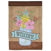 2pk -Flag Jar Of Flowers Welcome 13x18 - (Pack of 2)