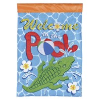 2pk -Flag Welcome To The Pool 13x18 - (Pack of 2)