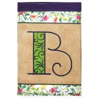 2pk -Flag Spring Burlap Monogram-B 13x18 - (Pack of 2)