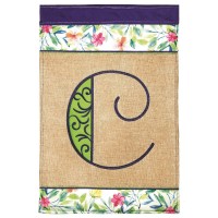 2pk -Flag Spring Burlap Monogram-C 13x18 - (Pack of 2)