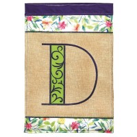 2pk -Flag Spring Burlap Monogram-D 13x18 - (Pack of 2)