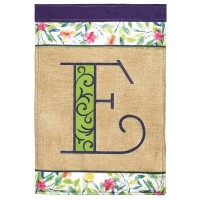 2pk -Flag Spring Burlap Monogram-E 13x18 - (Pack of 2)