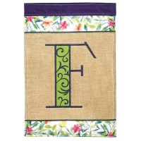 2pk -Flag Spring Burlap Monogram-F 13x18 - (Pack of 2)