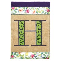2pk -Flag Spring Burlap Monogram-H 13x18 - (Pack of 2)