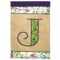 2pk -Flag Spring Burlap Monogram-J 13x18 - (Pack of 2)