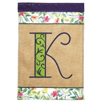 2pk -Flag Spring Burlap Monogram-K 13x18 - (Pack of 2)