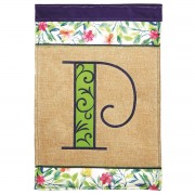 2pk -Flag Spring Burlap Monogram-P 13x18 - (Pack of 2)