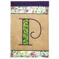 2pk -Flag Spring Burlap Monogram-P 13x18 - (Pack of 2)