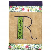 2pk -Flag Spring Burlap Monogram-R 13x18 - (Pack of 2)