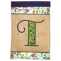 2pk -Flag Spring Burlap Monogram-T 13x18 - (Pack of 2)