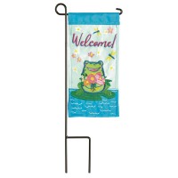 2pk -Mini Flag Frog Welcome Polyester 4x8.5 - (Pack of 2)