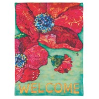 2pk -Flag Welcome Red Poppy Polyester 30x44 - (Pack of 2)