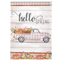 2pk -Flag Truck Hello Spring Polyester 13x18 - (Pack of 2)