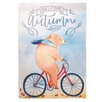 2pk -Flag Welcome Autumn Bear Bike 13x18 - (Pack of 2)