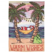 2pk -Flag Santa Warm Wishes Polyester 13x18 - (Pack of 2) 2pk -Flag Santa Warm Wishes Polyester 13x18 - (Pack of 2)