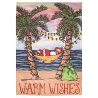 2pk -Flag Santa Warm Wishes Polyester 13x18 - (Pack of 2)