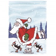 2pk -Flag Santa Ice Skating Polyester 13x18 - (Pack of 2) 2pk -Flag Santa Ice Skating Polyester 13x18 - (Pack of 2)
