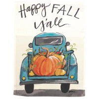 2pk -Flag Truck With Pumpkins Polyester 13x18 - (Pack of 2)