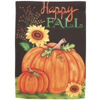 2pk -Flag Pumpkins Happy Fall Polyester 13x18 - (Pack of 2)