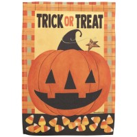 2pk -Flag Jack-O-Lantern Polyester 13x18 - (Pack of 2)