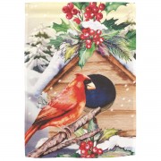 2pk -Flag Redbird Winter Birdhouse 13x18 - (Pack of 2)