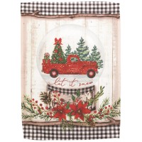 2pk -Flag Red Truck Snowglobe Polyester 13x18 - (Pack of 2)