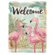 2pk -Flag Welcome Flamingos Polyester 13x18 - (Pack of 2)