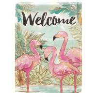 2pk -Flag Welcome Flamingos Polyester 13x18 - (Pack of 2)