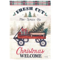 2pk -Flag Wagon Fresh Cut Trees 13x18 - (Pack of 2)