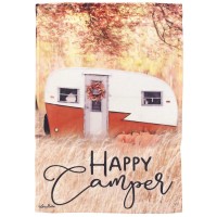 2pk -Flag Fall Happy Camper Polyester 13x18 - (Pack of 2)