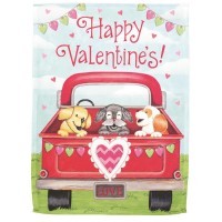 2pk -Flag Happy Valentine! Truck 13x18 - (Pack of 2)