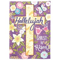 2pk -Flag Cross Christ Is Risen 13x18 - (Pack of 2)