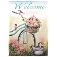 2pk -Flag Old Bike Welcome Polyester 13x18 - (Pack of 2)