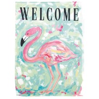 2pk -Flag Welcome Flamingo Polyester 13x18 - (Pack of 2)