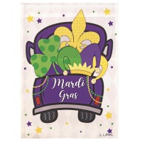 2pk -Flag Mardi Gras Truck Polyester 13x18 - (Pack of 2)