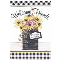 2pk -Flag Welcome Friends Polyester 13x18 - (Pack of 2)