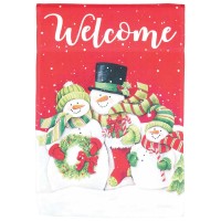 2pk -Flag Welcome Snowman Family 13x18 - (Pack of 2)