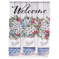 2pk -Flag Welcome Red White Blue Blooms 13x18 - (Pack of 2)