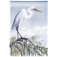 2pk -Flag Egret Perched High 13x18 - (Pack of 2)