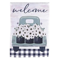 2pk -Flag Welcome Truck With Flowers 13x18 - (Pack of 2)