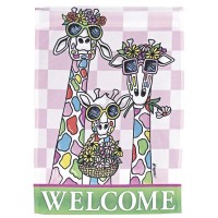 2pk -Flag Giraffes Welcome 13x18 - (Pack of 2)