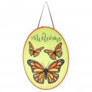 2pk -Door Banner Butterfly Welcome Burlap - (Pack of 2) 2pk -Door Banner Butterfly Welcome Burlap - (Pack of 2)