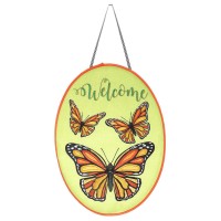 2pk -Door Banner Butterfly Welcome Burlap - (Pack of 2)