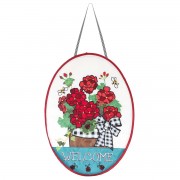 2pk -Door Banner Geraniums Welcome Burlap - (Pack of 2) 2pk -Door Banner Geraniums Welcome Burlap - (Pack of 2)