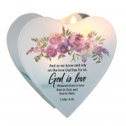 2pk -Glass Wall Tealight 1John 4:16 We Know - (Pack of 2)