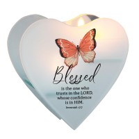 2pk -Glass Wall Tealight Jer.17:7 Blessed One - (Pack of 2)