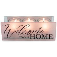 2pk -Tealight Welcome To Our Home Blush - (Pack of 2) 2pk -Tealight Welcome To Our Home Blush - (Pack of 2)