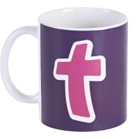 2pk -Mug Ceramic Pink Cross 11 oz - (Pack of 2)