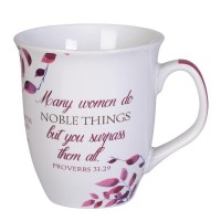 Mug Proverbs 31 Woman Pink White Leaves